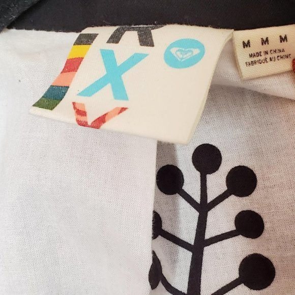 Roxy 3/4 Bell Sleeve Round Collar Button Accent Black Twill Jacket Womens Medium - Picture 3 of 8